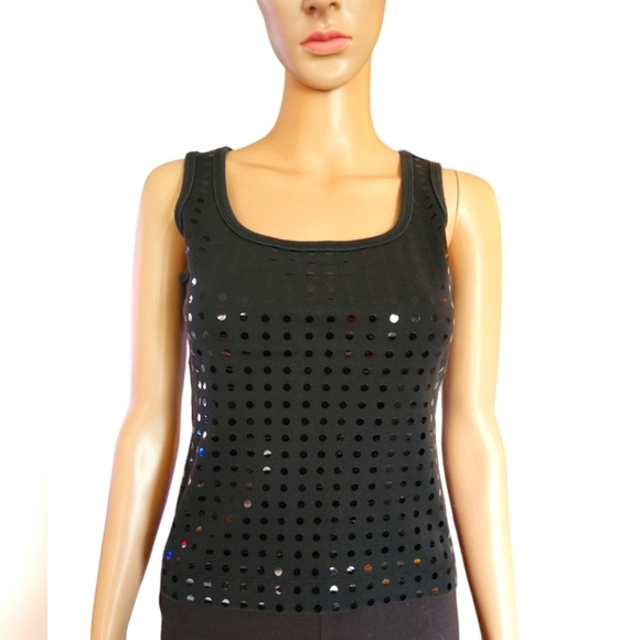 The Limited Tops - The Limited Black Sequin Tank Top